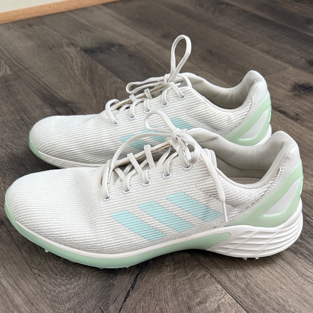Adidas Men’s Golf Sneakers in White and Light Green